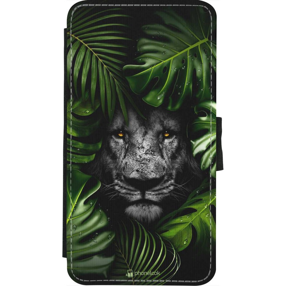 Coque iPhone X / Xs - Wallet noir Forest Lion