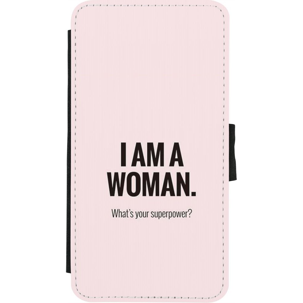 Coque iPhone X / Xs - Wallet noir I am a woman