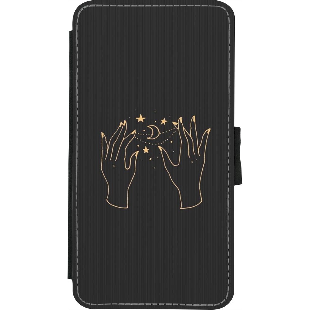 Coque iPhone X / Xs - Wallet noir Grey magic hands