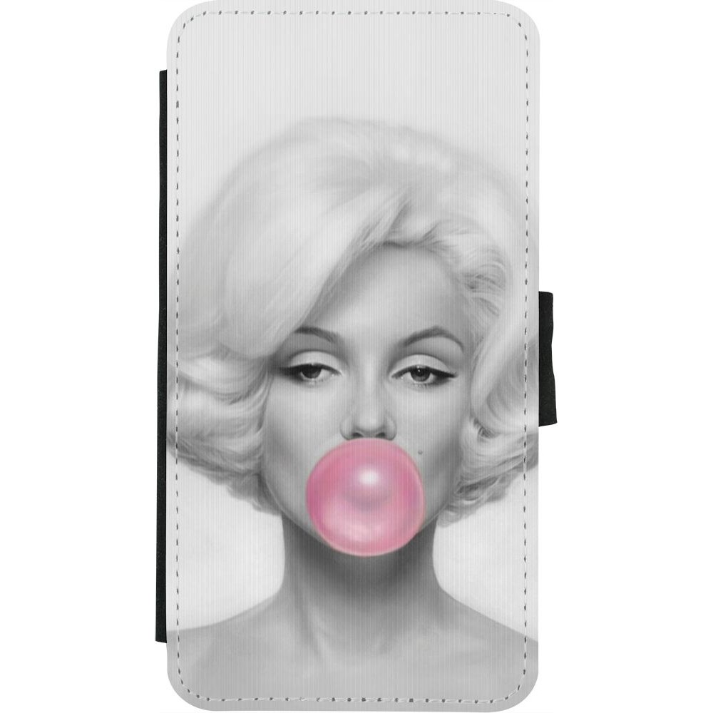 Coque iPhone X / Xs - Wallet noir Marilyn Bubble