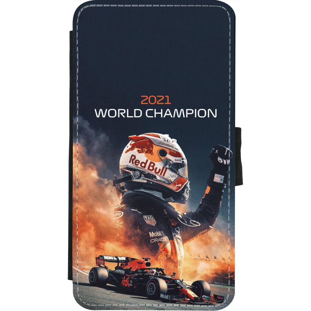Coque iPhone X / Xs - Wallet noir Max Verstappen 2021 World Champion