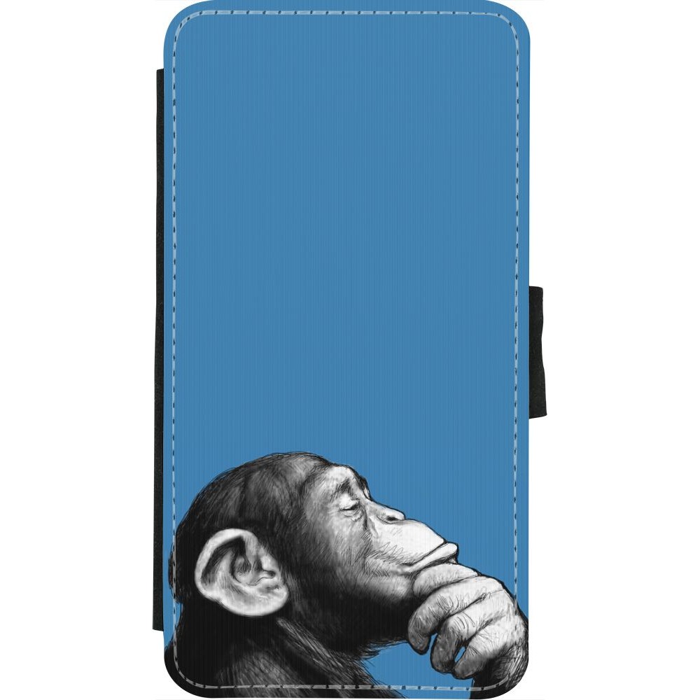 Coque iPhone X / Xs - Wallet noir Monkey Pop Art