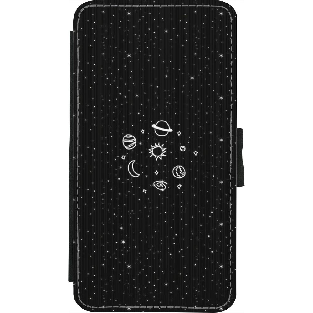 Coque iPhone X / Xs - Wallet noir Space Doodle
