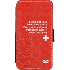 Coque iPhone X / Xs - Wallet noir Swiss Passport
