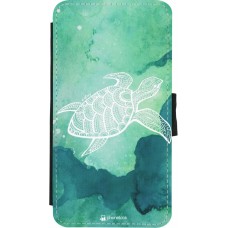 Coque iPhone X / Xs - Wallet noir Turtle Aztec Watercolor
