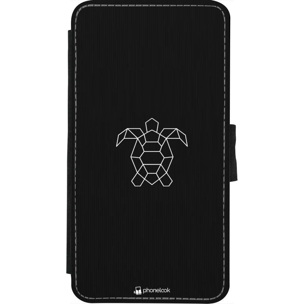 Coque iPhone X / Xs - Wallet noir Turtles lines on black