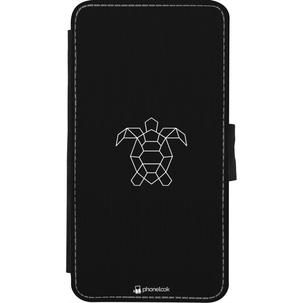 Hülle iPhone X / Xs - Wallet schwarz Turtles lines on black