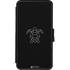 Hülle iPhone X / Xs - Wallet schwarz Turtles lines on black