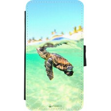 Coque iPhone X / Xs - Wallet noir Turtle Underwater