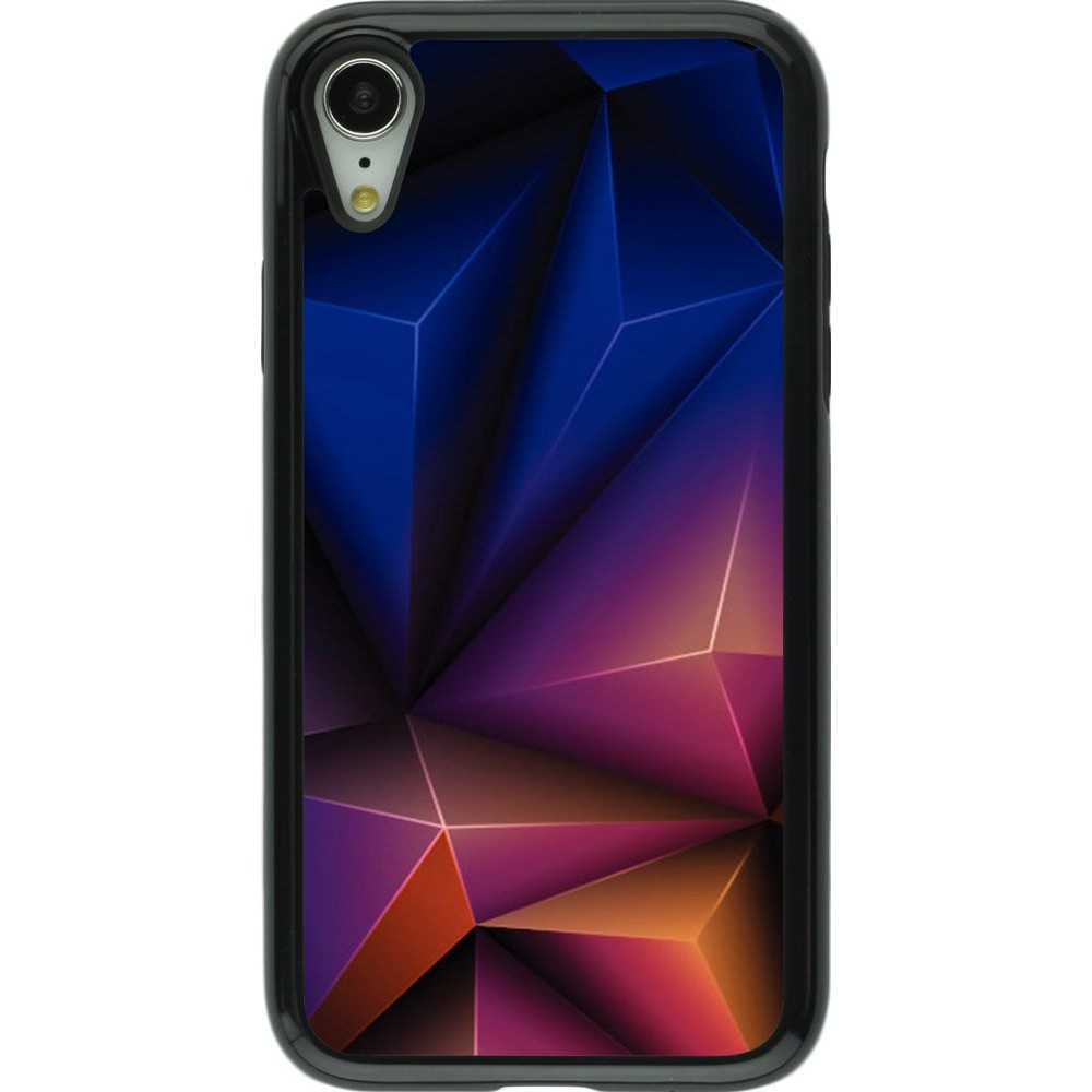 Coque iPhone XR - Hybrid Armor noir Abstract Triangles 