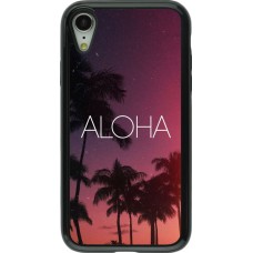 Coque iPhone XR - Hybrid Armor noir Aloha Sunset Palms