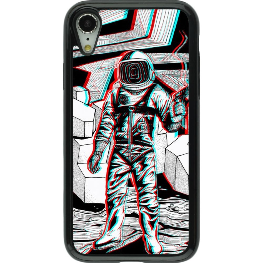 Coque iPhone XR - Hybrid Armor noir Anaglyph Astronaut