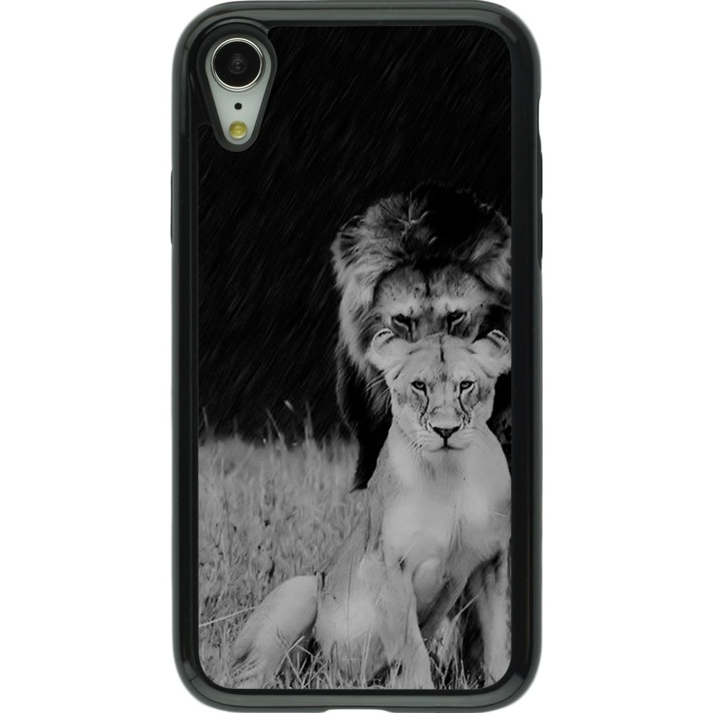 Coque iPhone XR - Hybrid Armor noir Angry lions