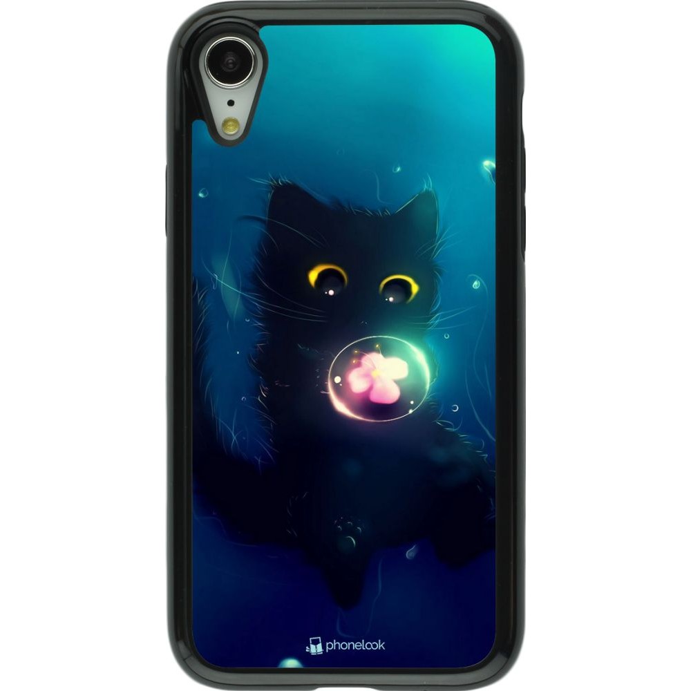Coque iPhone XR - Hybrid Armor noir Cute Cat Bubble