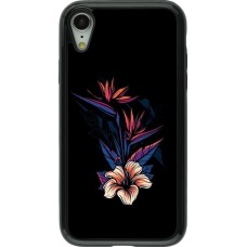 Coque iPhone XR - Hybrid Armor noir Dark Flowers