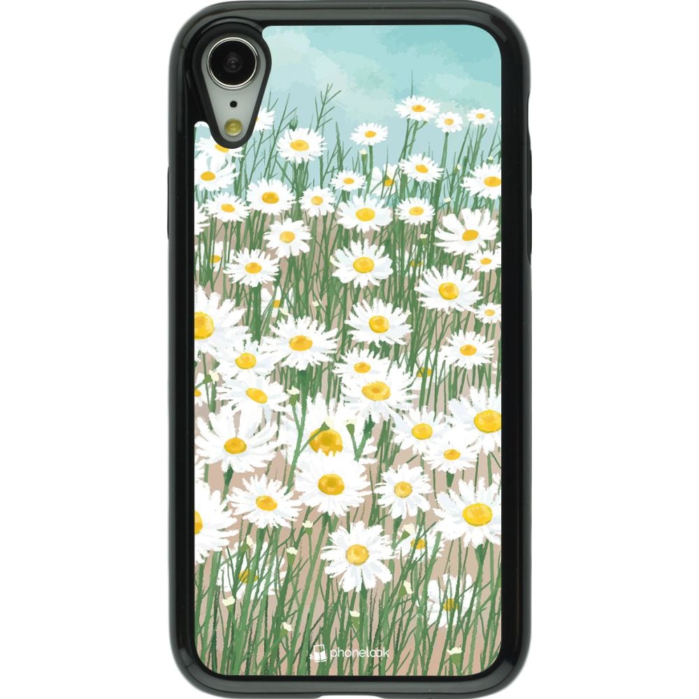 Coque iPhone XR - Hybrid Armor noir Flower Field Art