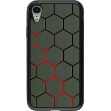Coque iPhone XR - Hybrid Armor noir Geometric Line red