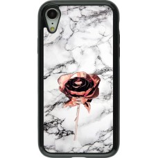 Coque iPhone XR - Hybrid Armor noir Marble Rose Gold