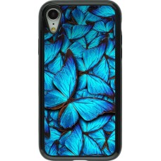 Coque iPhone XR - Hybrid Armor noir Papillon - Bleu