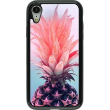 Coque iPhone XR - Hybrid Armor noir Purple Pink Pineapple