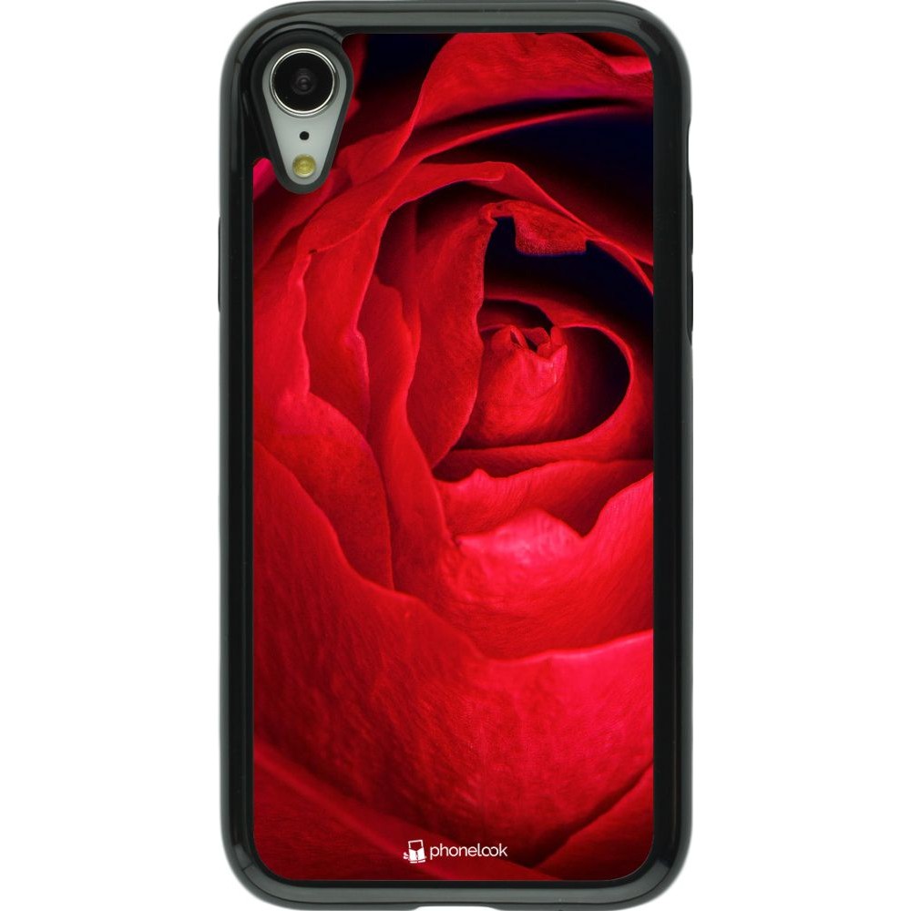 Coque iPhone XR - Hybrid Armor noir Valentine 2022 Rose