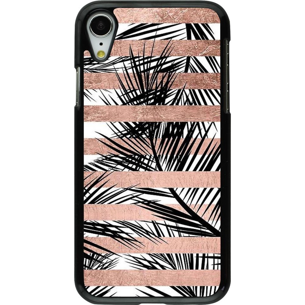 Coque iPhone XR - Palm trees gold stripes