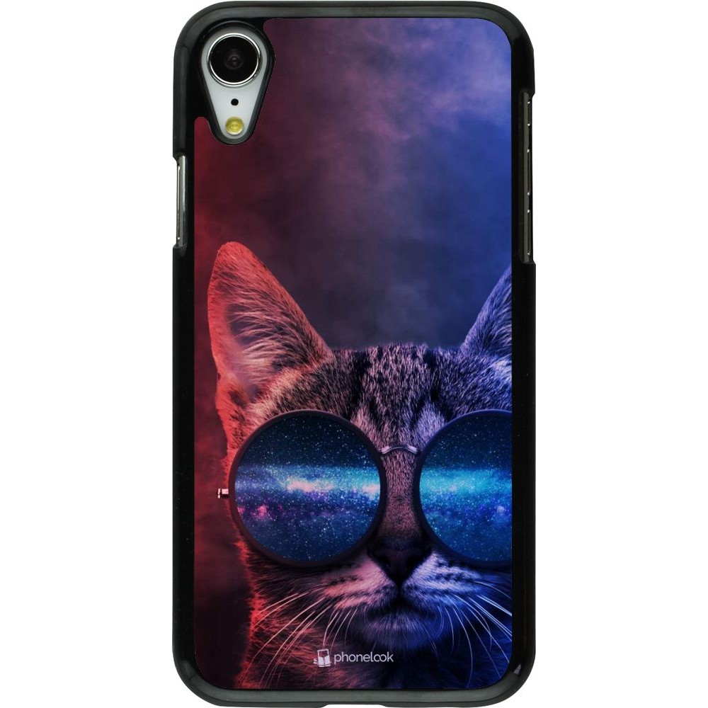 Coque iPhone XR - Red Blue Cat Glasses