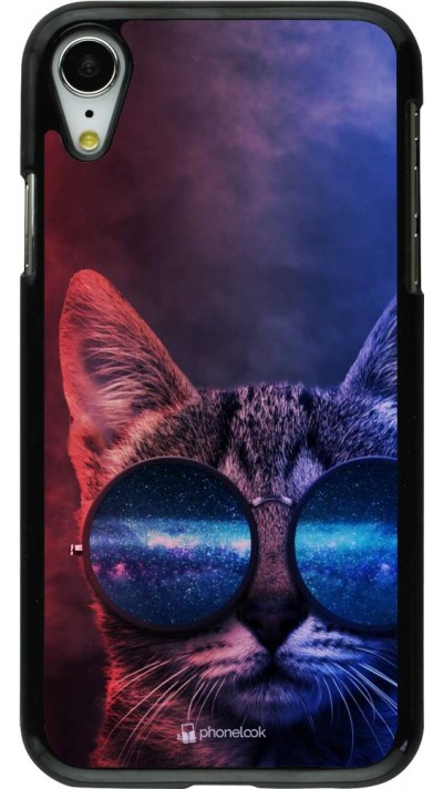 Coque iPhone XR - Red Blue Cat Glasses