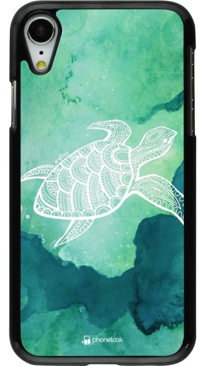 Coque iPhone XR - Turtle Aztec Watercolor