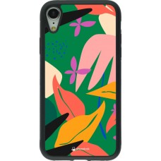 Coque iPhone XR - Silicone rigide noir Abstract Jungle
