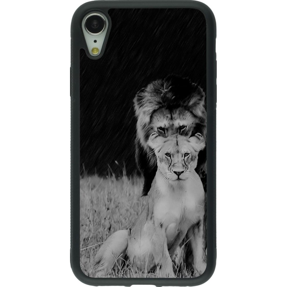Coque iPhone XR - Silicone rigide noir Angry lions