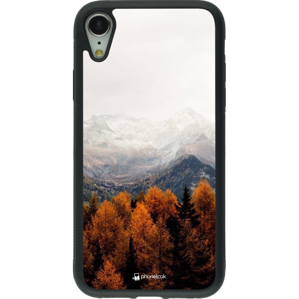 Coque iPhone XR - Silicone rigide noir Autumn 21 Forest Mountain