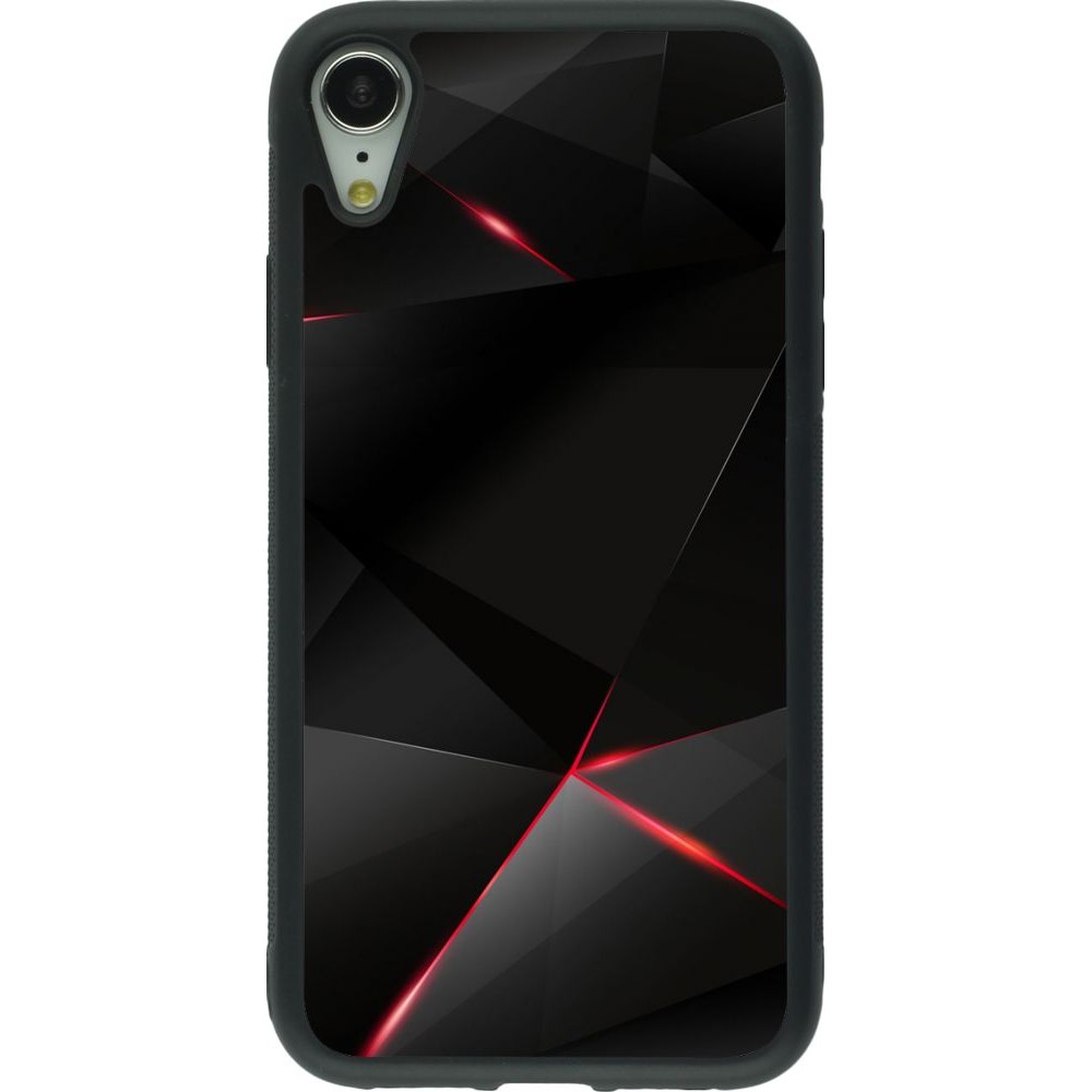 Coque iPhone XR - Silicone rigide noir Black Red Lines