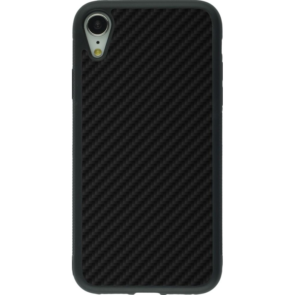 Coque iPhone XR - Silicone rigide noir Carbon Basic