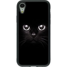 Coque iPhone XR - Silicone rigide noir Cat eyes