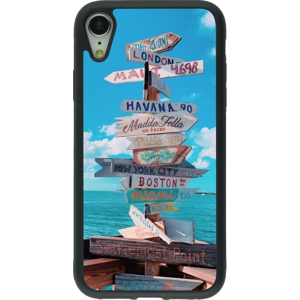 Coque iPhone XR - Silicone rigide noir Cool Cities Directions