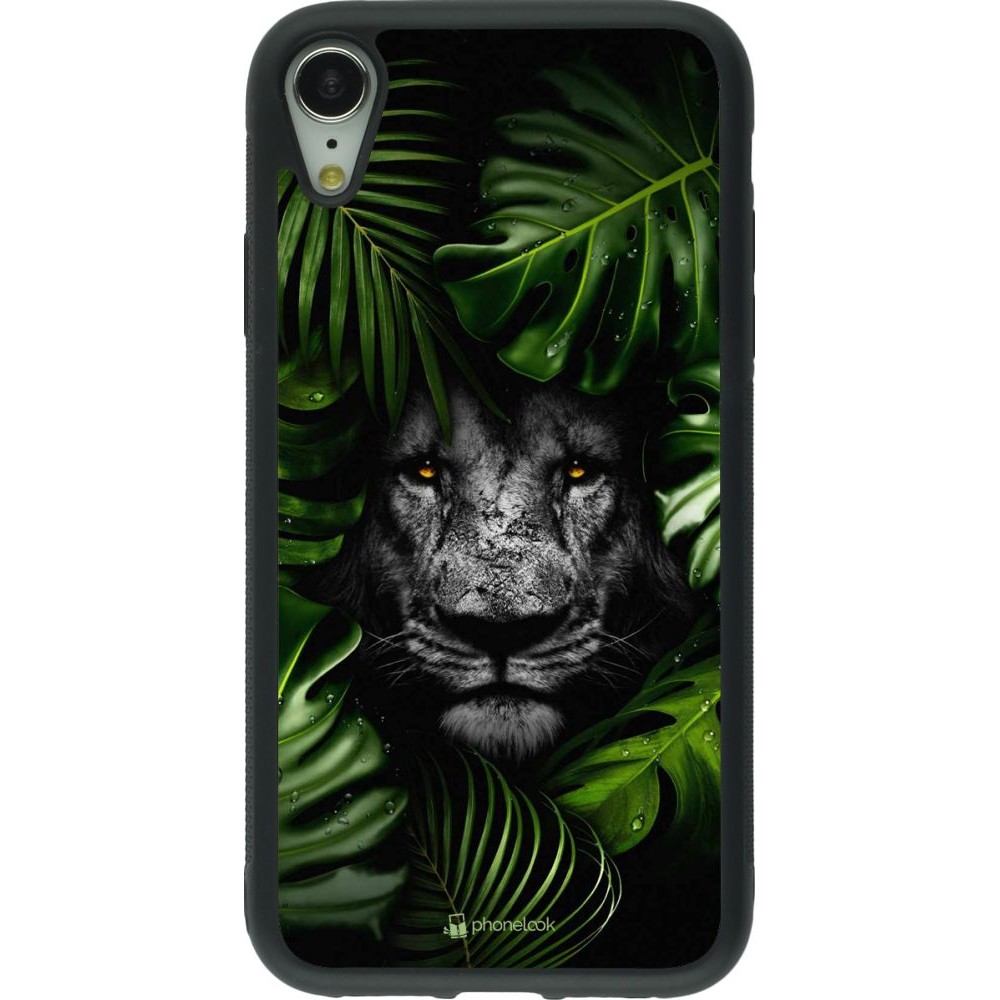 Coque iPhone XR - Silicone rigide noir Forest Lion