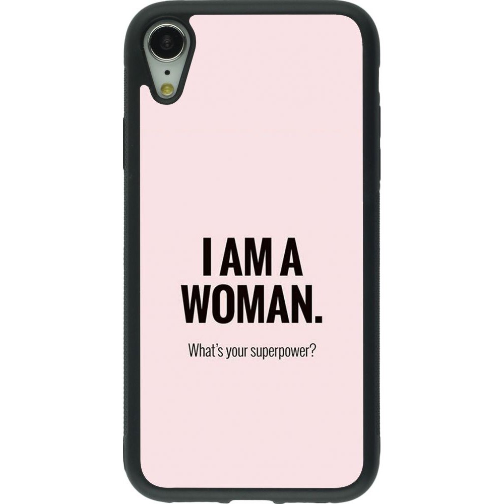 Coque iPhone XR - Silicone rigide noir I am a woman