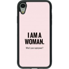 Coque iPhone XR - Silicone rigide noir I am a woman