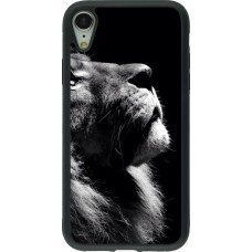 Coque iPhone XR - Silicone rigide noir Lion looking up