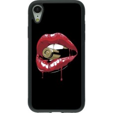 Coque iPhone XR - Silicone rigide noir Lips bullet