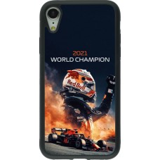 Hülle iPhone XR - Silikon schwarz Max Verstappen 2021 World Champion