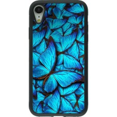 Hülle iPhone XR - Silikon schwarz Papillon - Bleu
