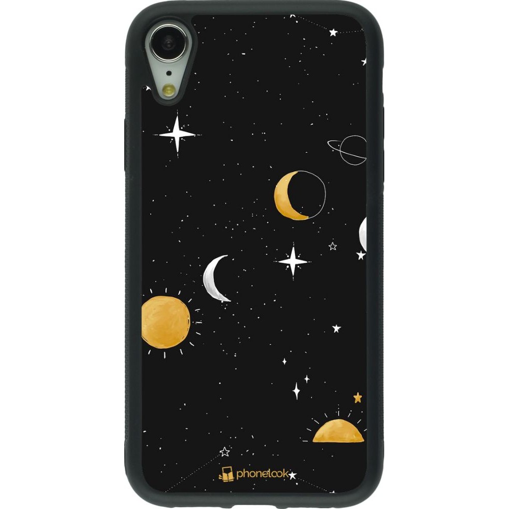 Coque iPhone XR - Silicone rigide noir Space Vect- Or