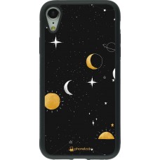 Coque iPhone XR - Silicone rigide noir Space Vect- Or