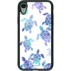 Coque iPhone XR - Silicone rigide noir Turtles pattern watercolor