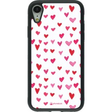 Coque iPhone XR - Silicone rigide noir Valentine 2022 Many pink hearts