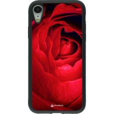 Coque iPhone XR - Silicone rigide noir Valentine 2022 Rose