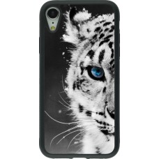 Hülle iPhone XR - Silikon schwarz White tiger blue eye