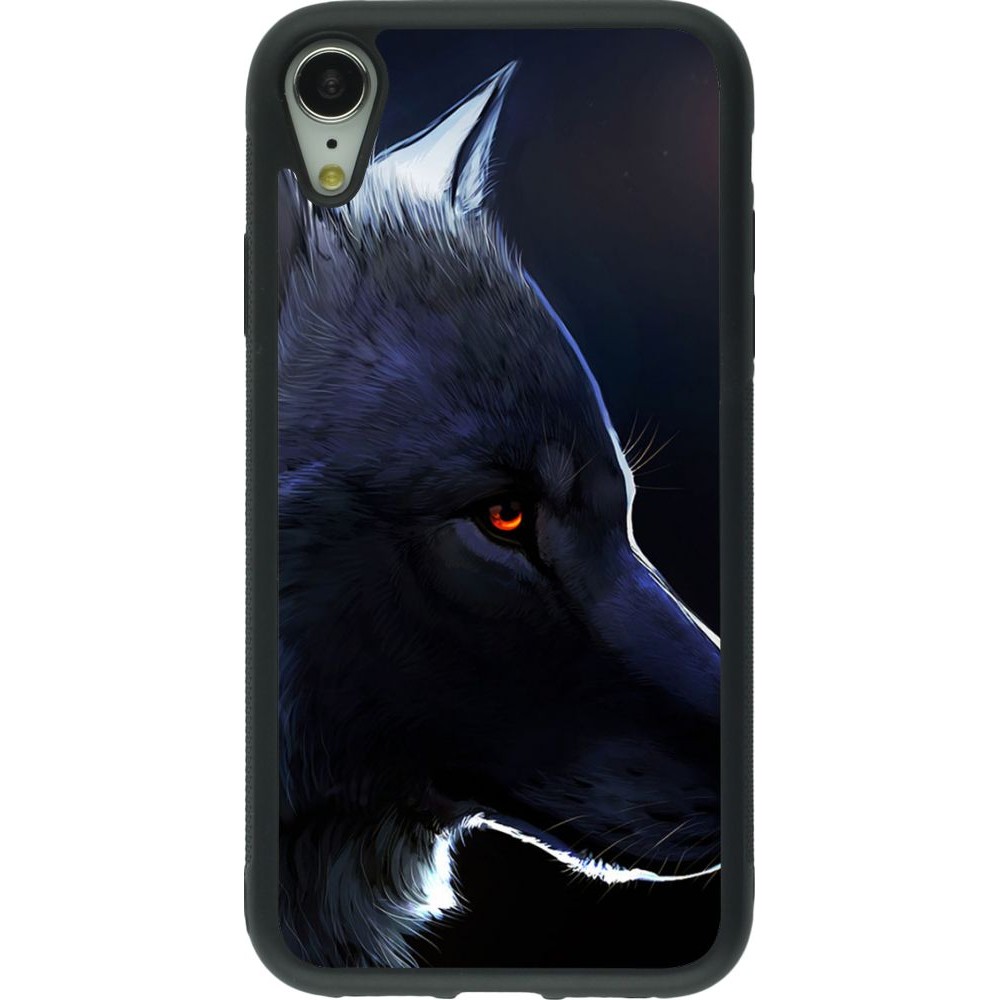 Coque iPhone XR - Silicone rigide noir Wolf Shape
